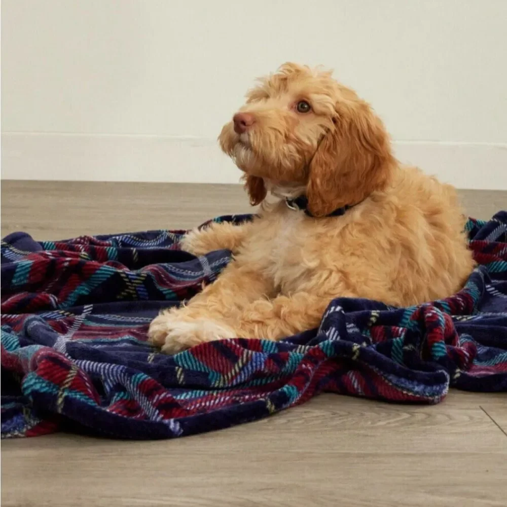 Vera Bradley Tartan Plaid 45 x 45 Fleece Blanket w pouch Pets,Baby or travel